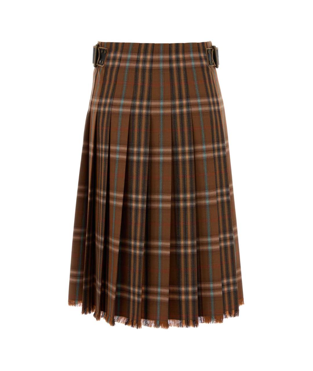 BURBERRY Коричневая шерстяная юбка миди, фото 2