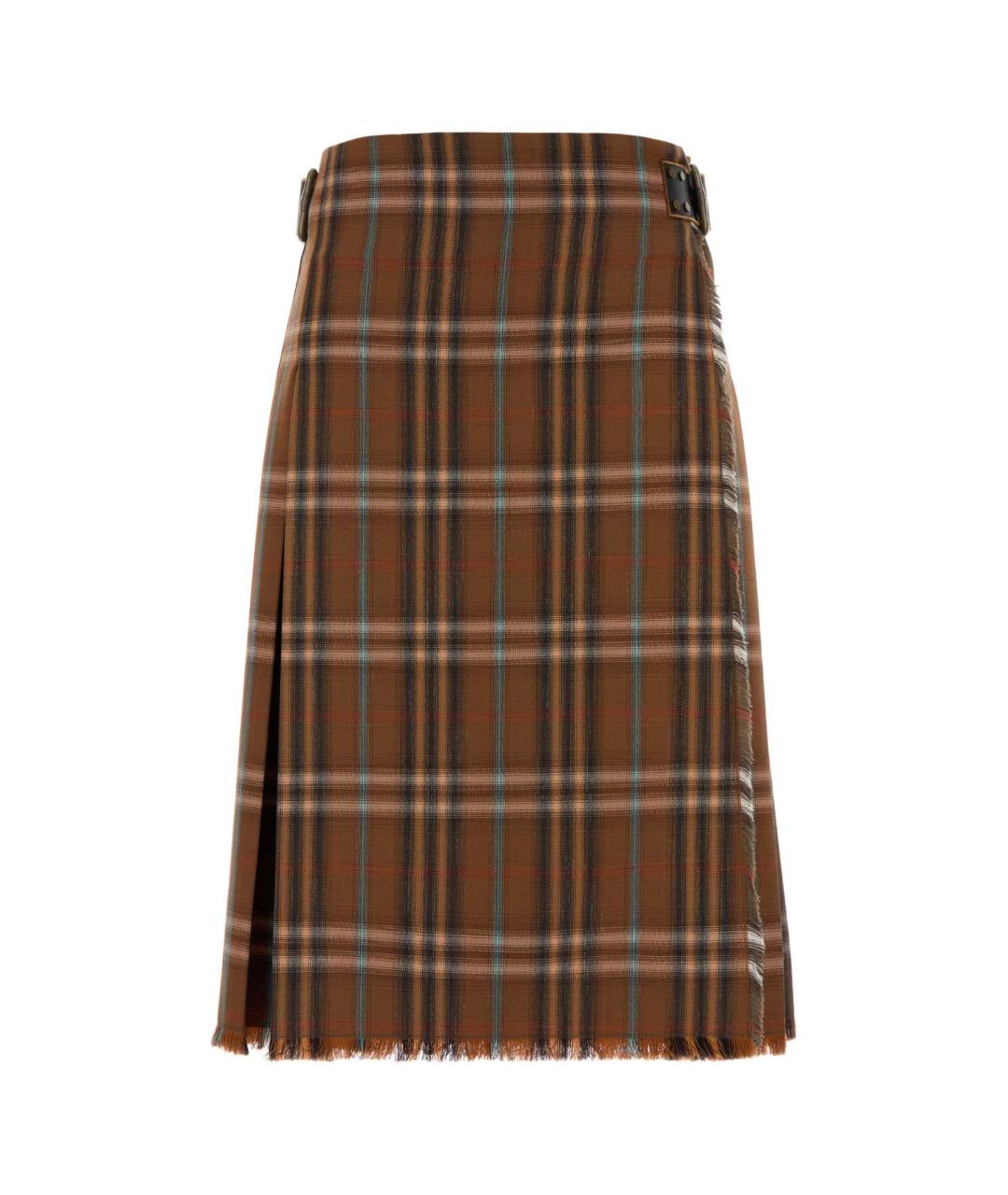 BURBERRY Коричневая шерстяная юбка миди, фото 1