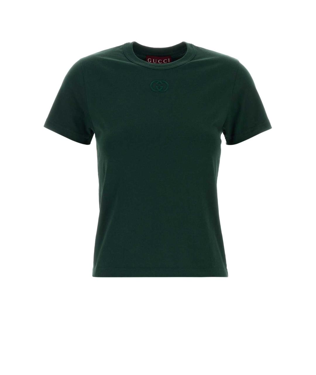 GUCCI Зеленая хлопковая футболка, фото 1