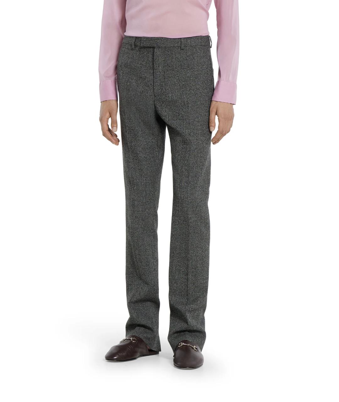 GUCCI Антрацитовые шерстяные повседневные брюки, фото 2