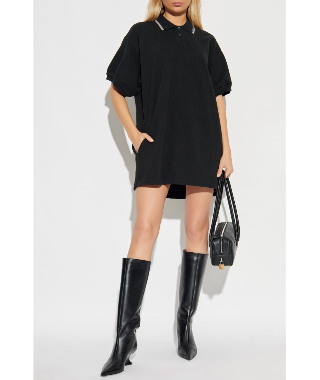 T BY ALEXANDER WANG Черное хлопковое повседневное платье, фото 3