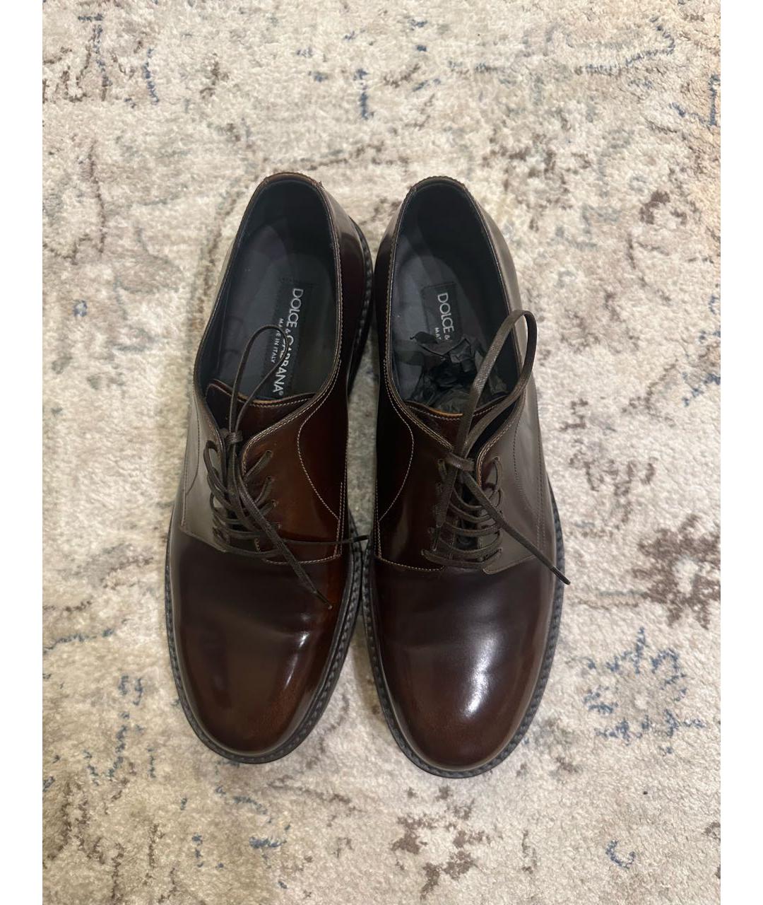 DOLCE&GABBANA Коричневые кожаные туфли, фото 3
