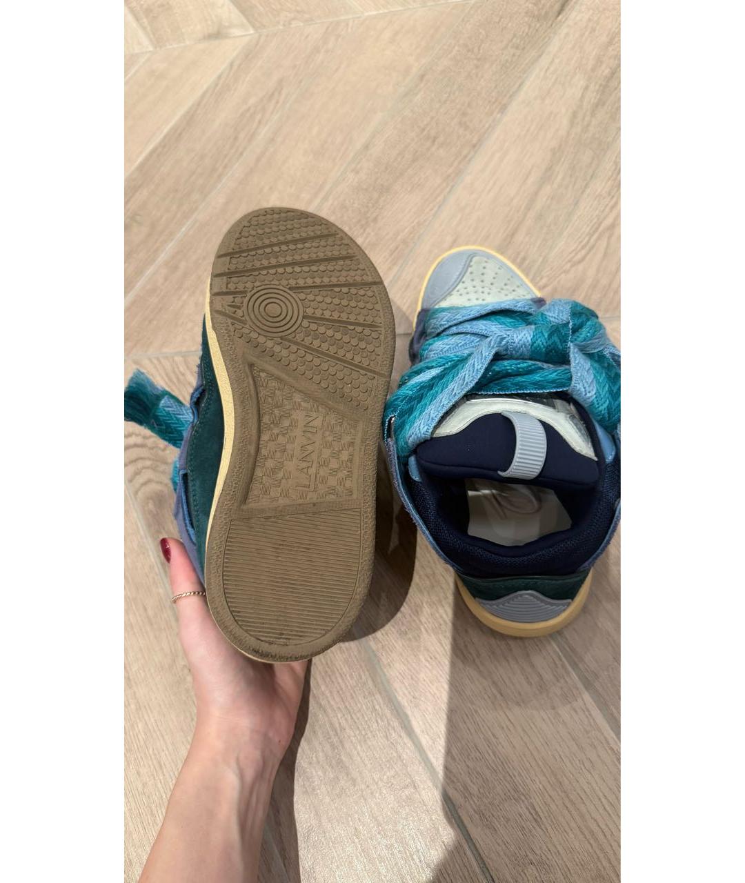 LANVIN Бирюзовые замшевые кроссовки, фото 5