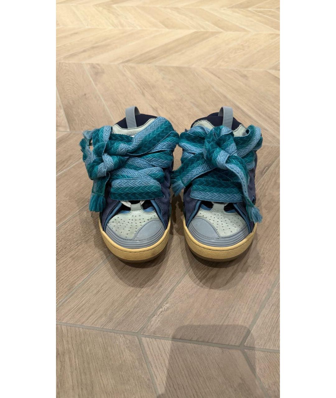 LANVIN Бирюзовые замшевые кроссовки, фото 2