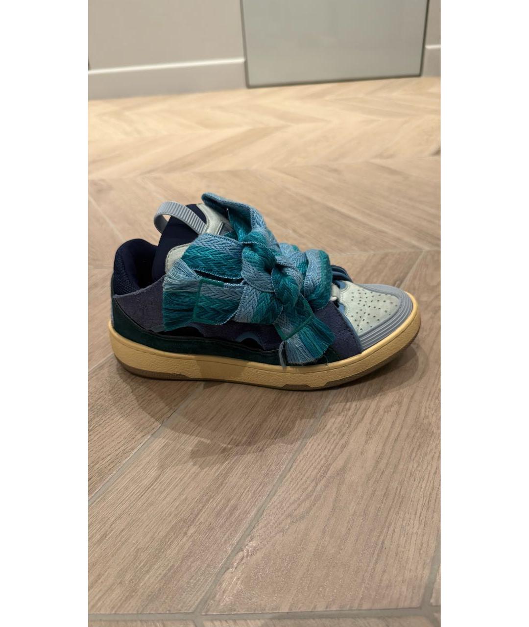 LANVIN Бирюзовые замшевые кроссовки, фото 6