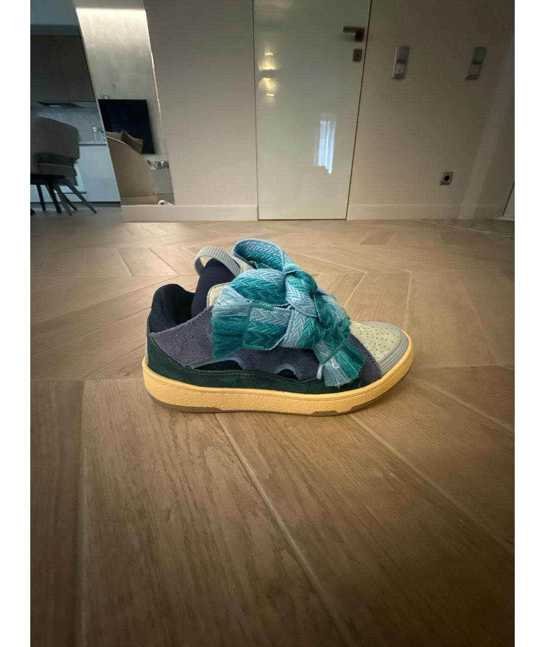 LANVIN Бирюзовые замшевые кроссовки, фото 4