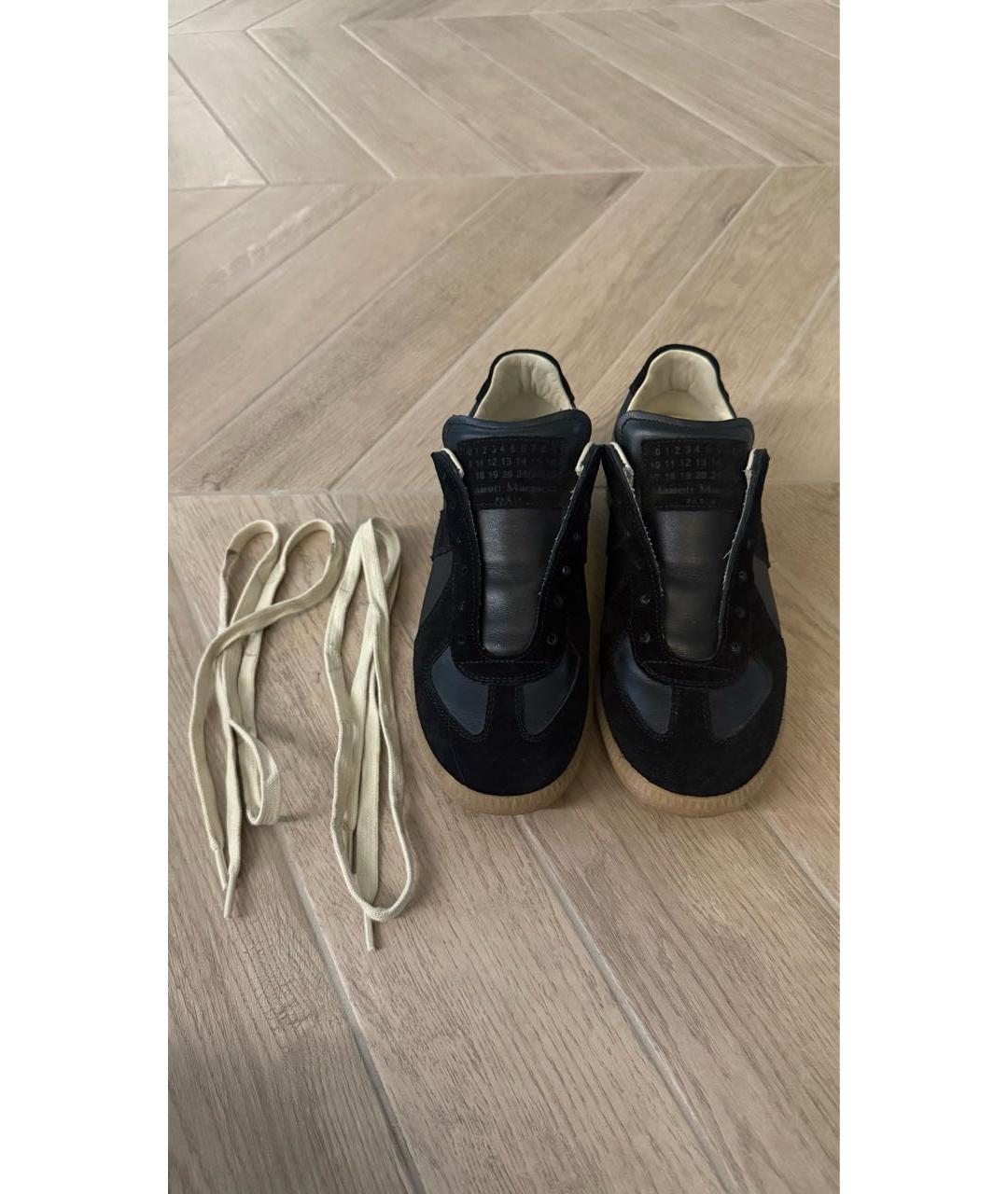 MAISON MARGIELA Черные кожаные кеды, фото 4