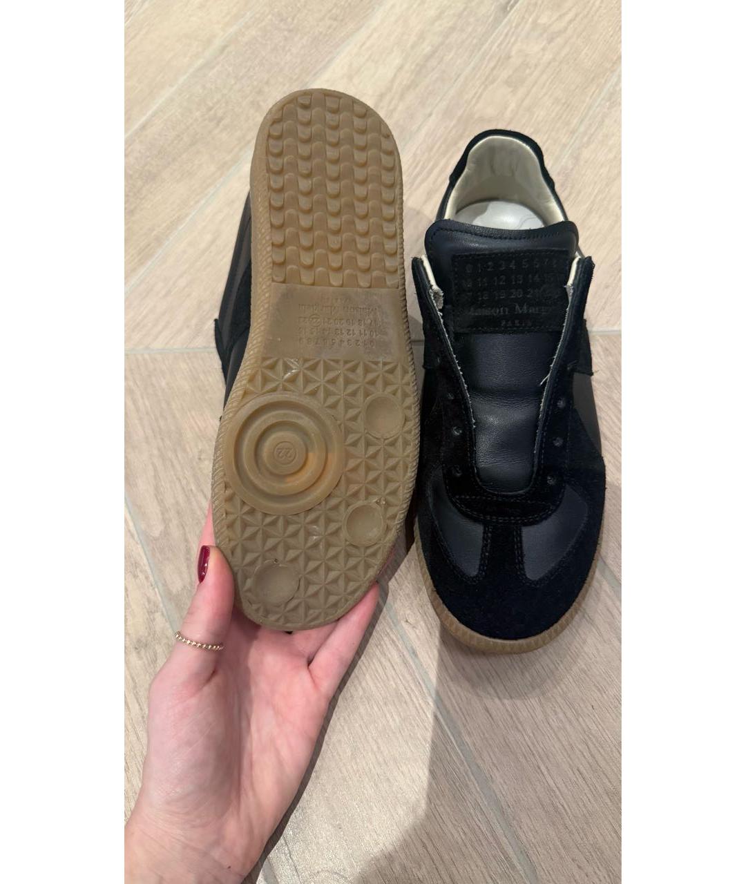 MAISON MARGIELA Черные кожаные кеды, фото 5
