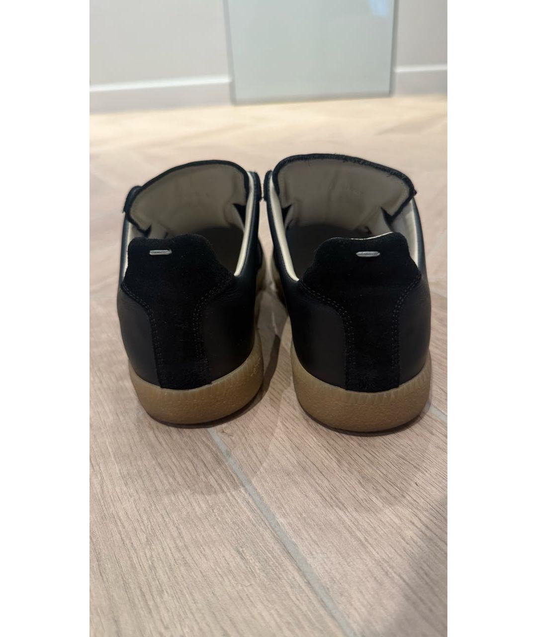 MAISON MARGIELA Черные кожаные кеды, фото 2