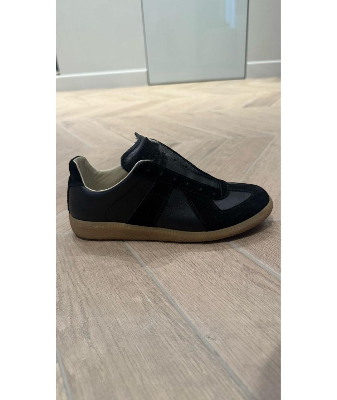 MAISON MARGIELA Черные кожаные кеды, фото 7