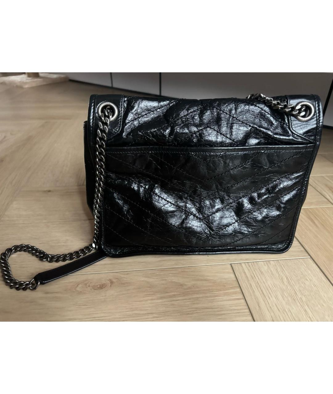 SAINT LAURENT Черная сумка через плечо из лакированной кожи, фото 2