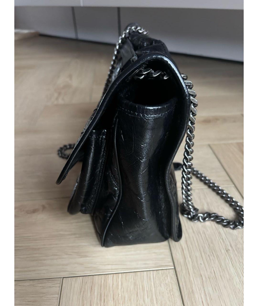 SAINT LAURENT Черная сумка через плечо из лакированной кожи, фото 4