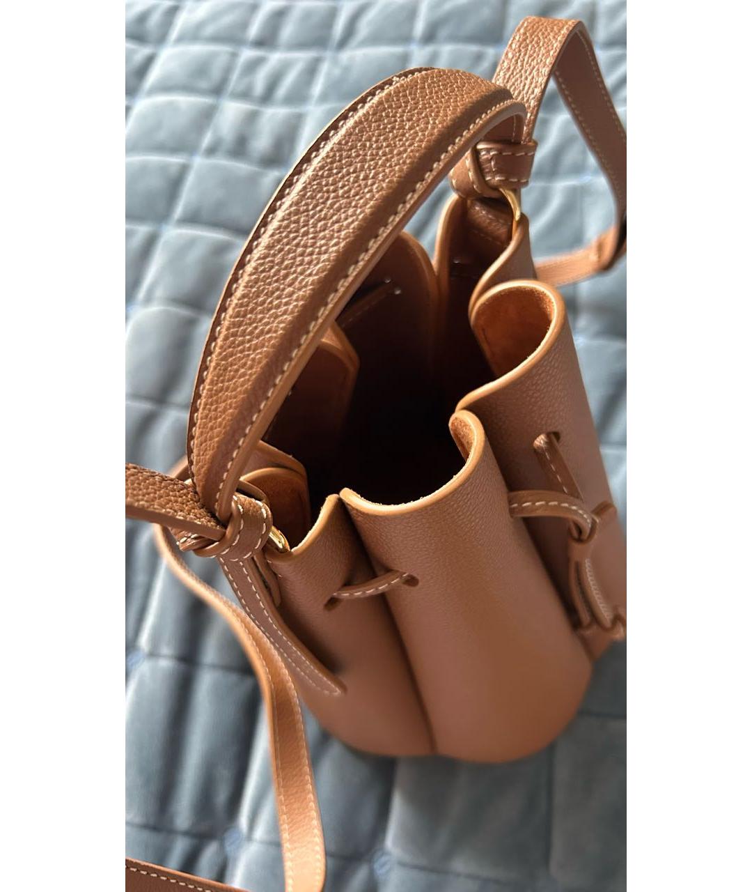 POLENE Коричневая кожаная сумка через плечо, фото 3