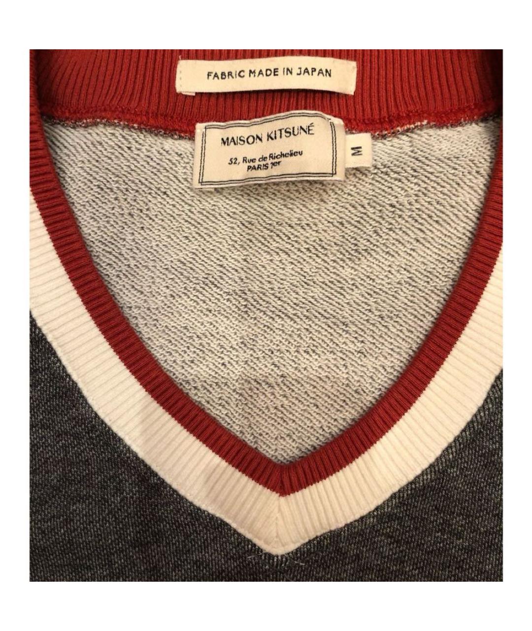 MAISON KITSUNE Антрацитовый хлопковый джемпер / свитер, фото 3