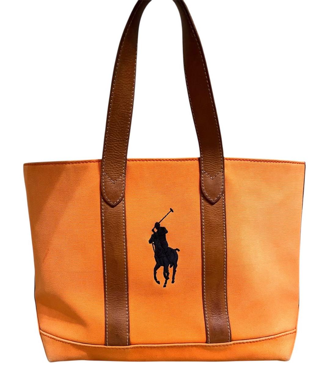 POLO RALPH LAUREN Оранжевая тканевая сумка с короткими ручками, фото 5