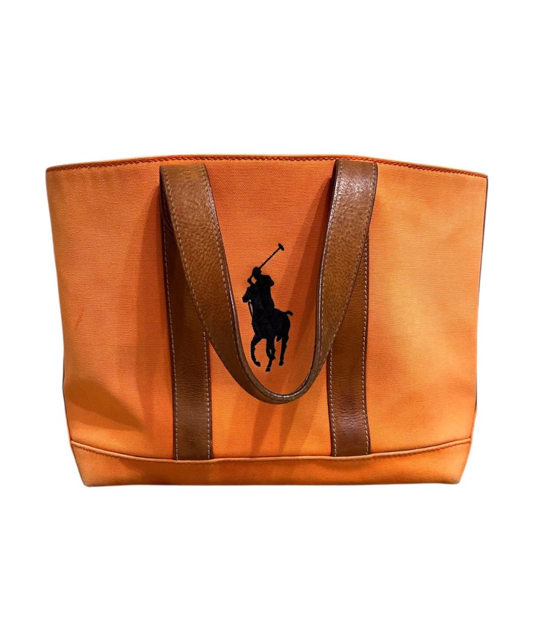 POLO RALPH LAUREN Оранжевая тканевая сумка с короткими ручками, фото 1