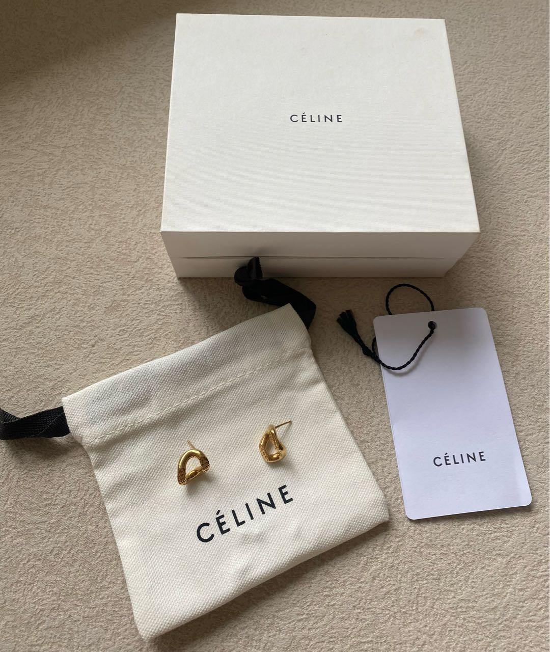 CELINE Золотые металлические серьги, фото 2