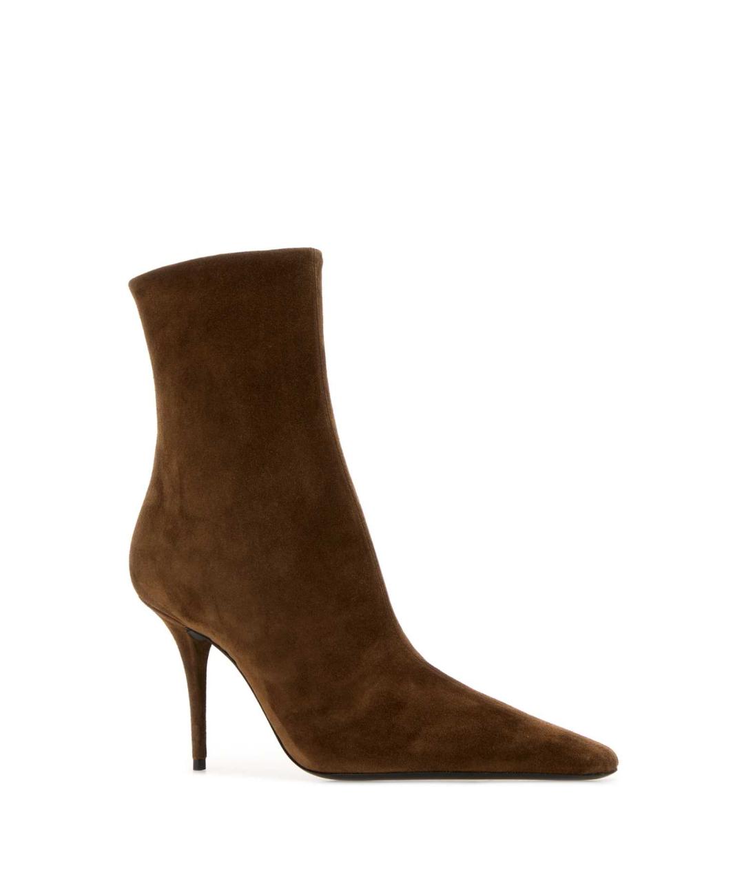 SAINT LAURENT Коричневые замшевые ботильоны, фото 2