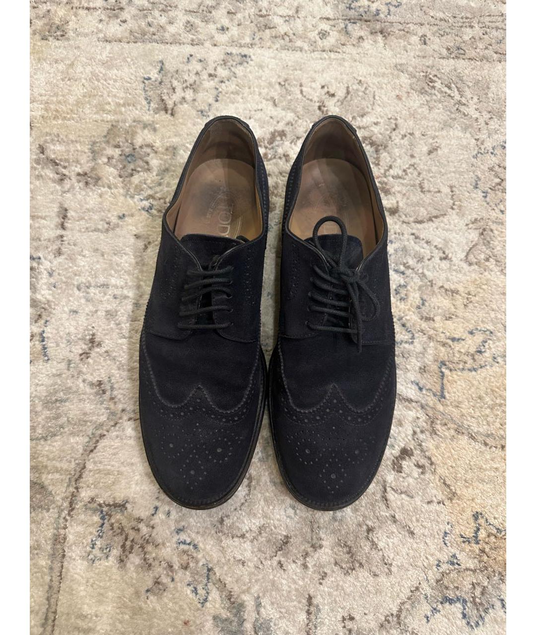 TOD'S Темно-синие замшевые низкие ботинки, фото 3