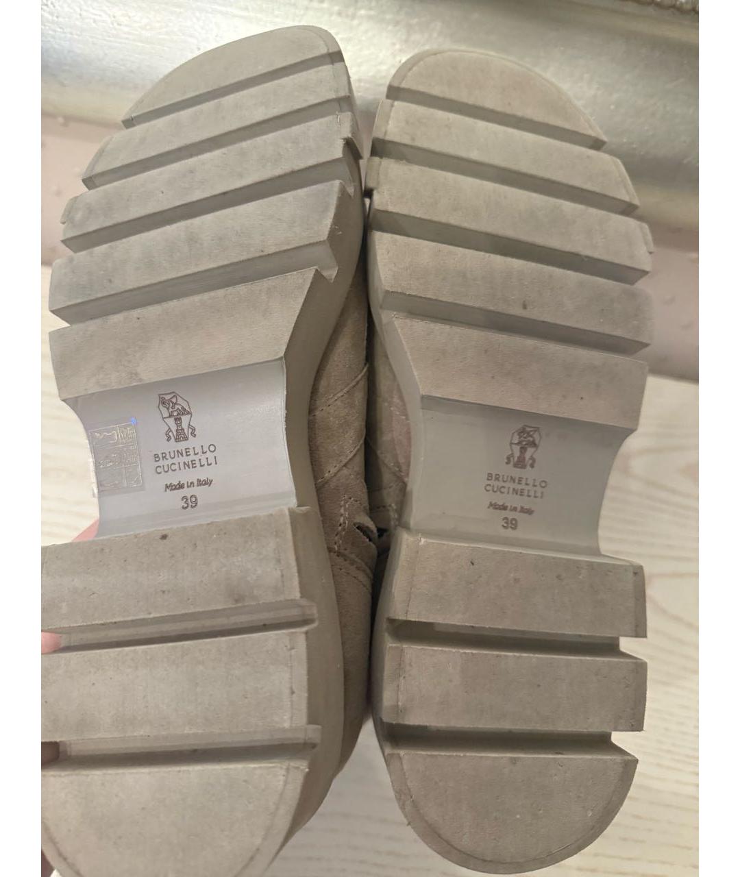 BRUNELLO CUCINELLI Бежевые текстильные ботинки, фото 5