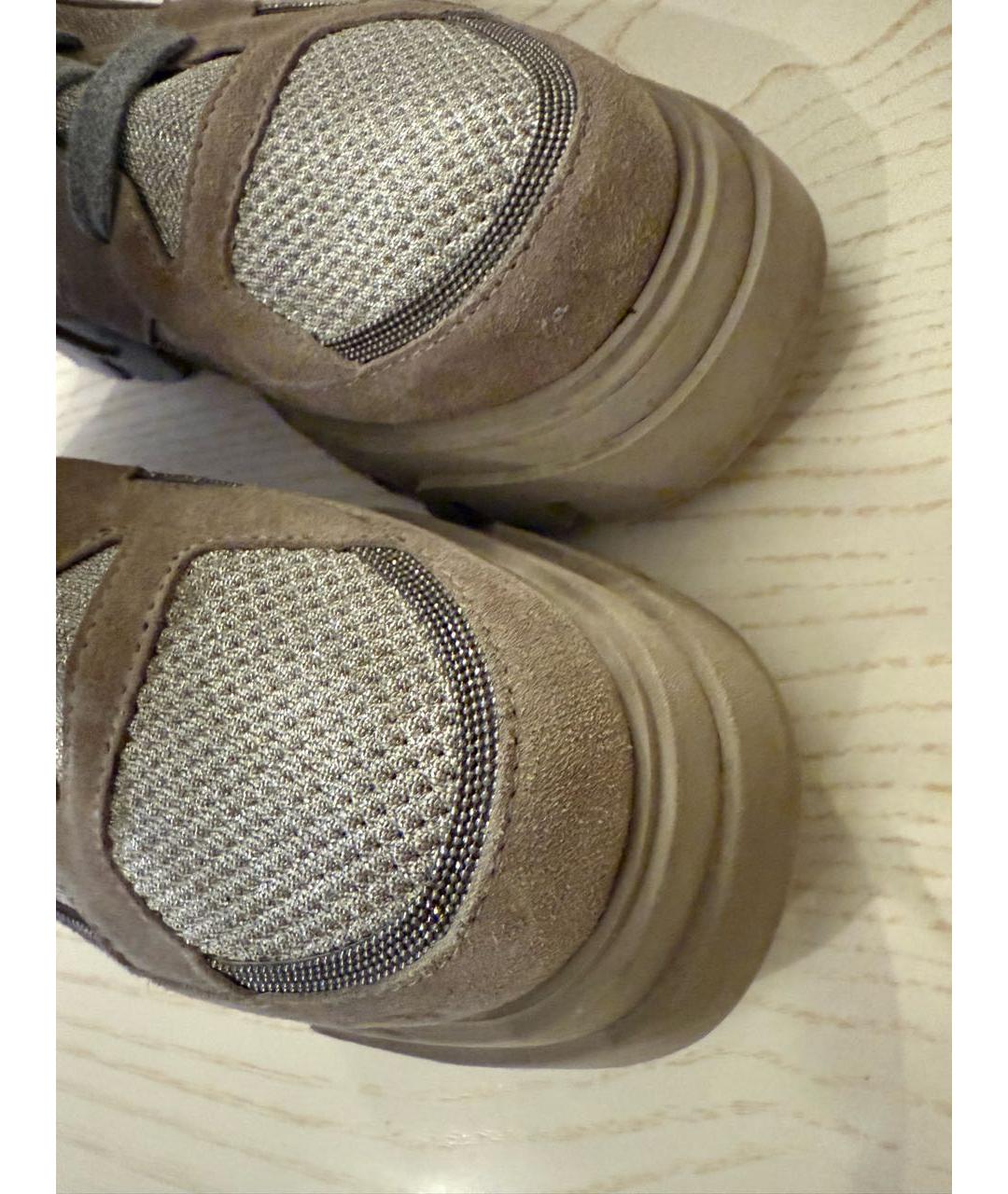 BRUNELLO CUCINELLI Бежевые текстильные ботинки, фото 8