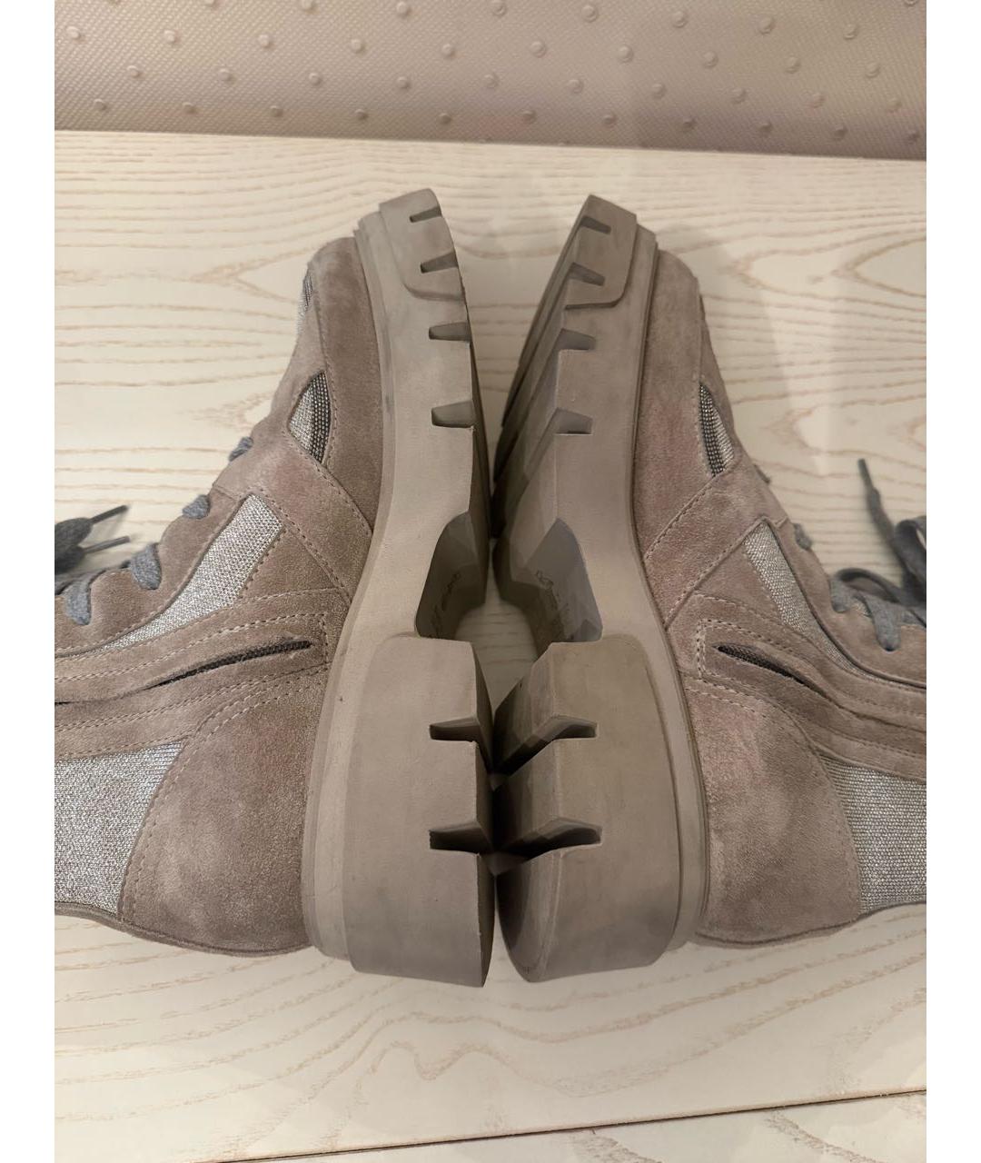 BRUNELLO CUCINELLI Бежевые текстильные ботинки, фото 4