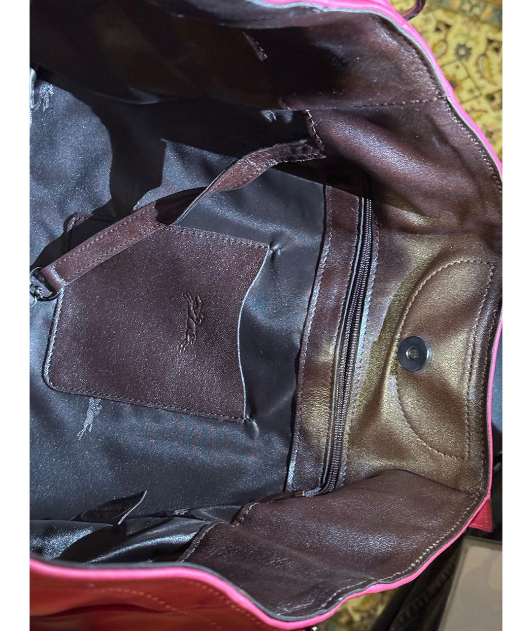 LONGCHAMP Фуксия кожаная сумка с короткими ручками, фото 2