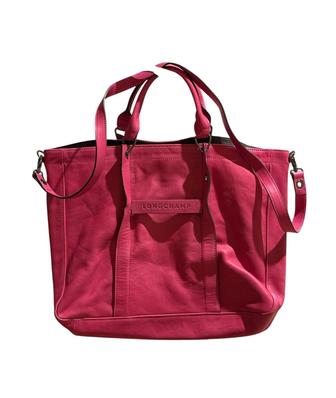 LONGCHAMP Фуксия кожаная сумка с короткими ручками, фото 1
