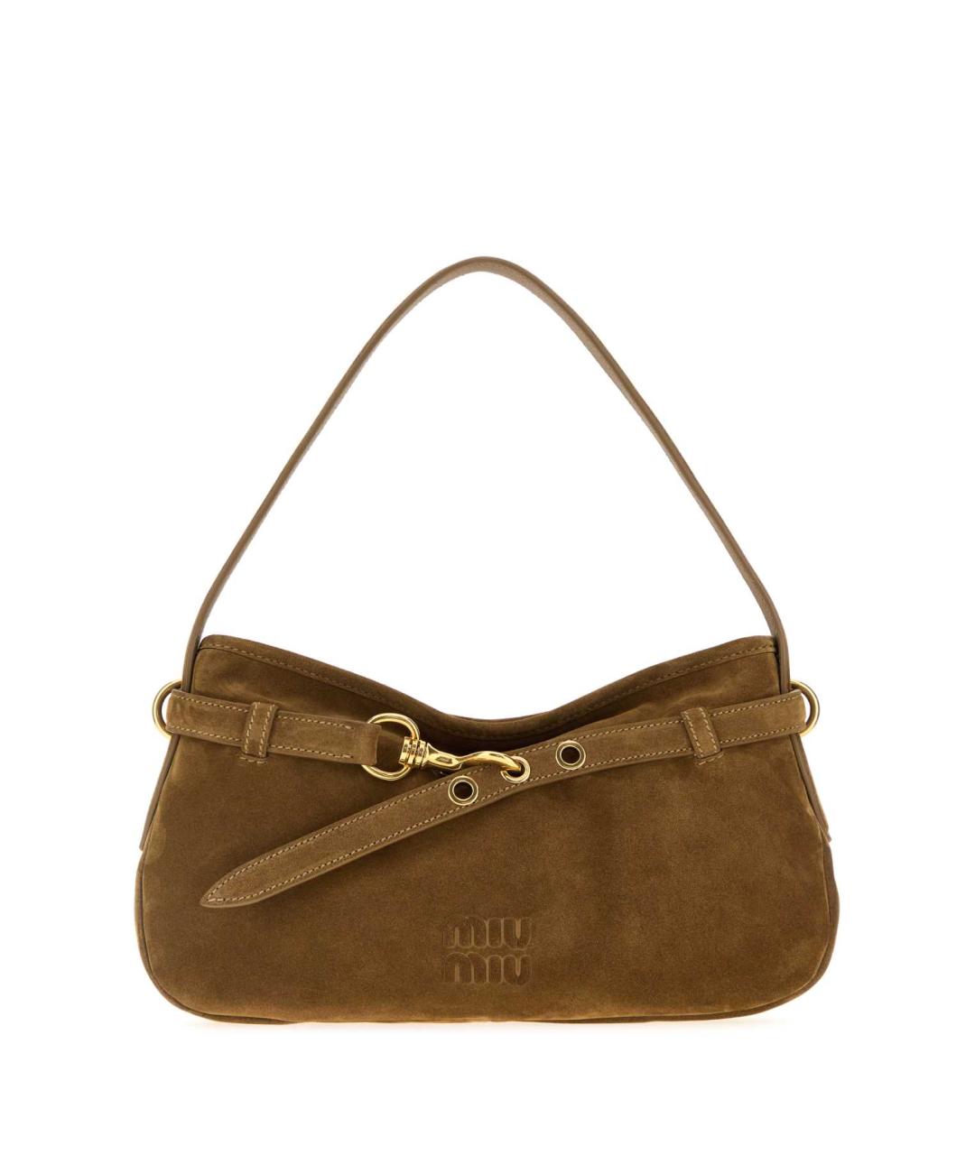MIU MIU Бежевая замшевая сумка с короткими ручками, фото 1