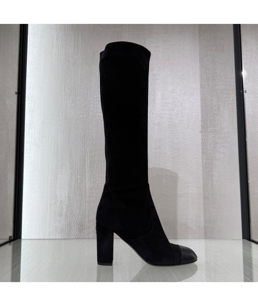 CHANEL Черные замшевые сапоги, фото 3