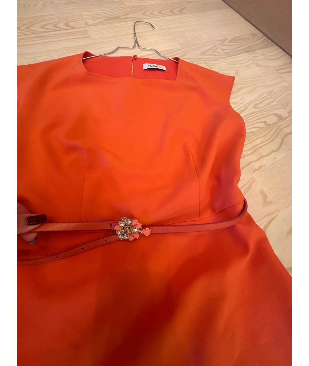 MAX MARA Коралловое полиэстеровое коктейльное платье, фото 4