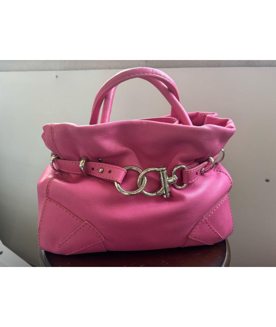 SONIA RYKIEL Розовая кожаная сумка с короткими ручками, фото 4