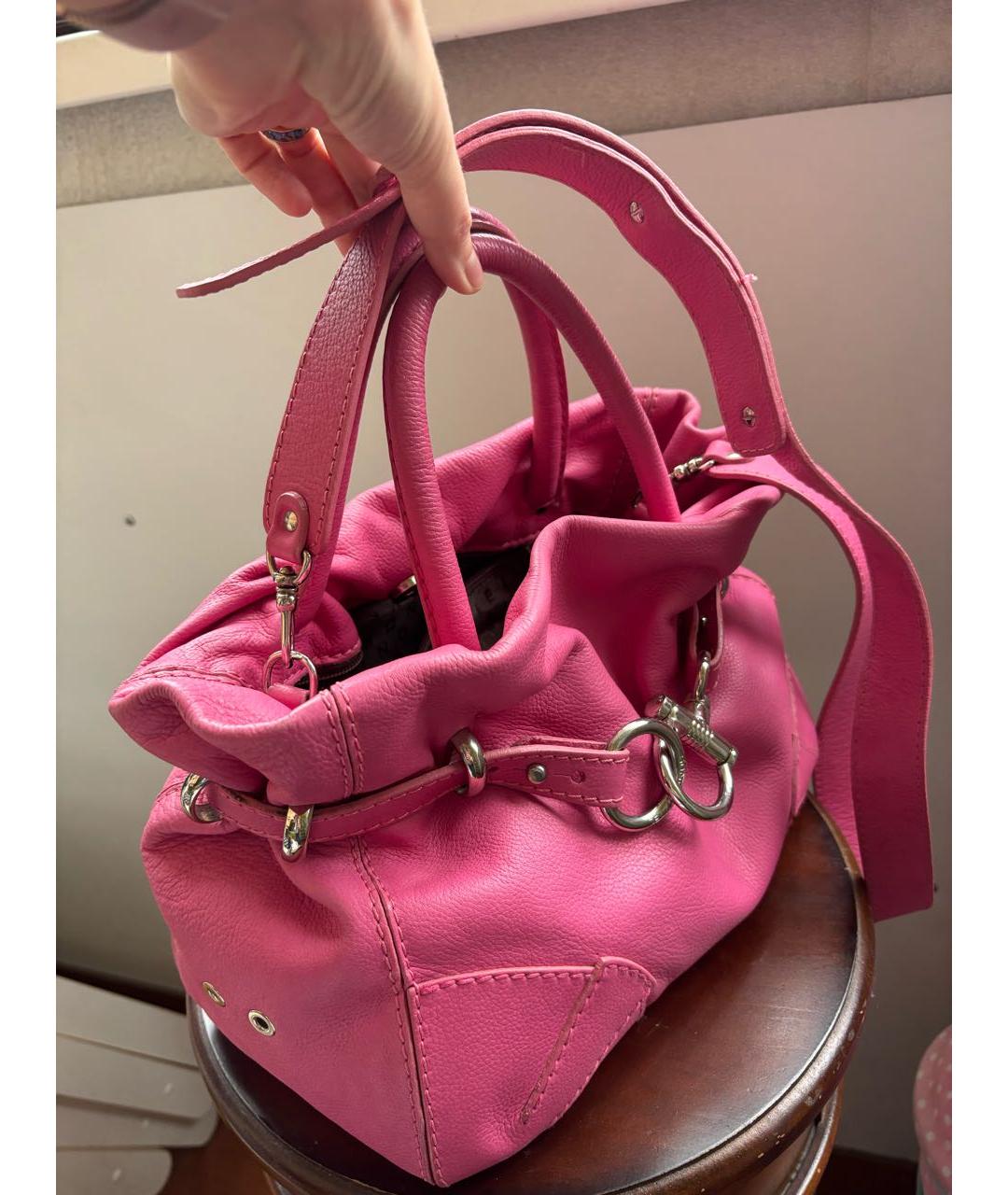 SONIA RYKIEL Розовая кожаная сумка с короткими ручками, фото 3