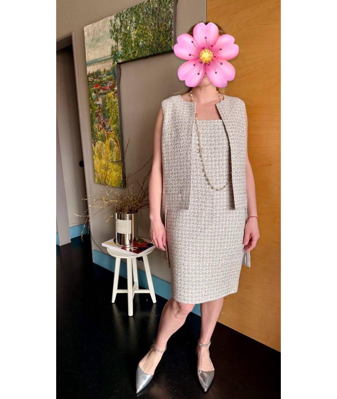 CHANEL Бежевый твидовый костюм с юбками, фото 8