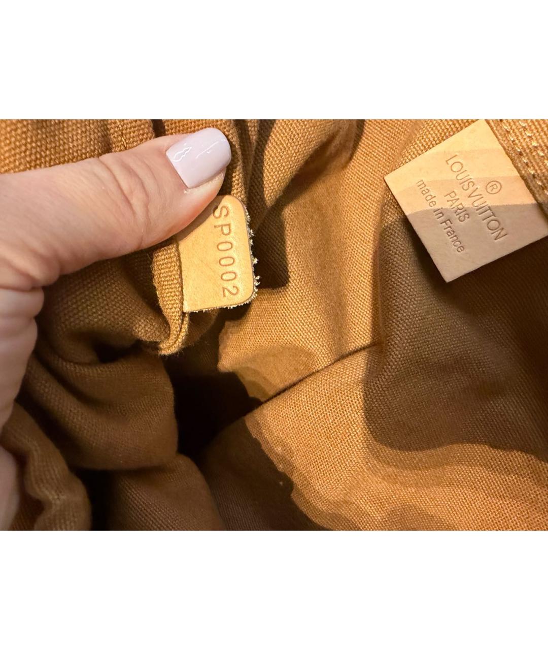 LOUIS VUITTON Коричневая кожаная сумка с короткими ручками, фото 5