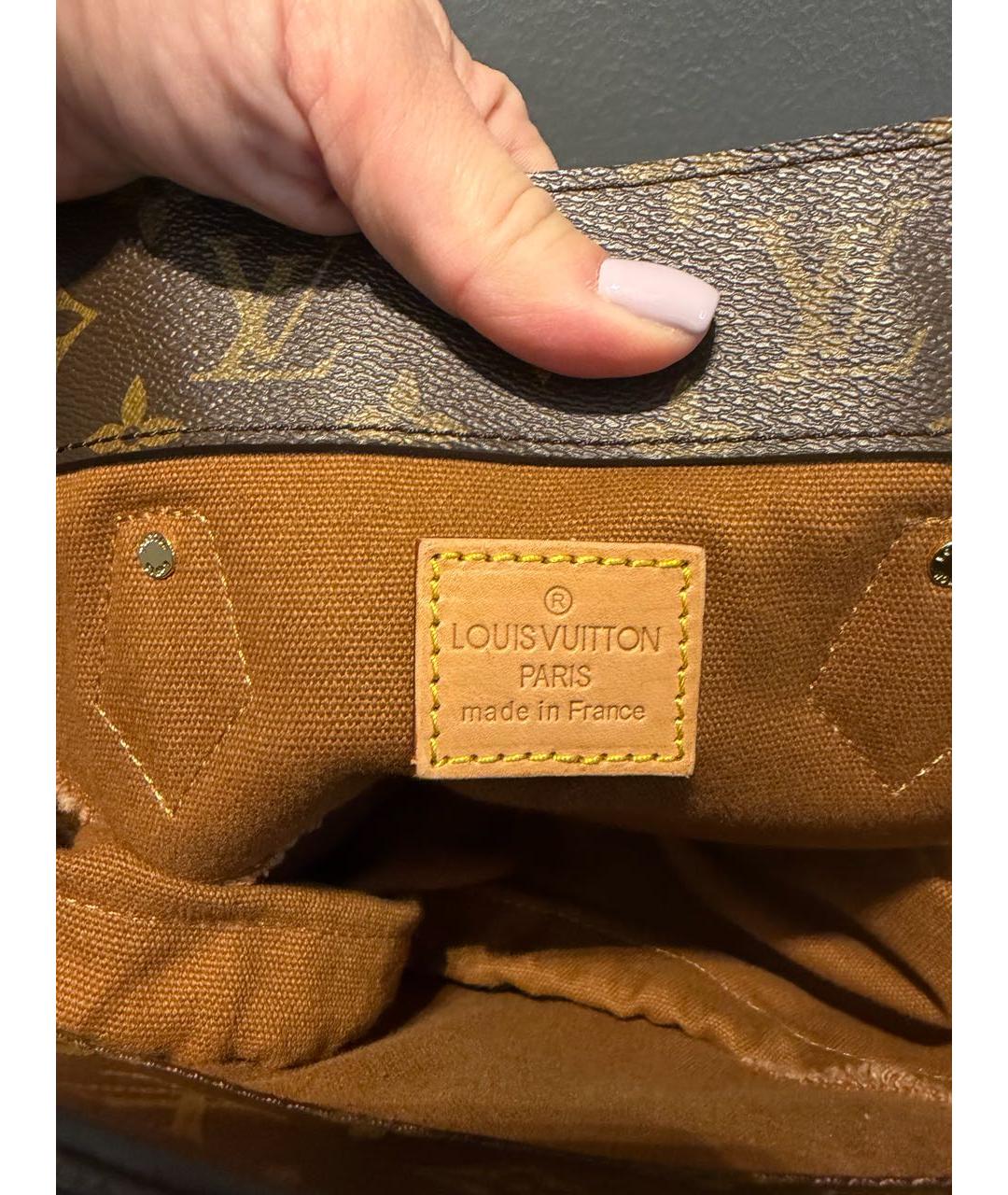 LOUIS VUITTON Коричневая кожаная сумка с короткими ручками, фото 4