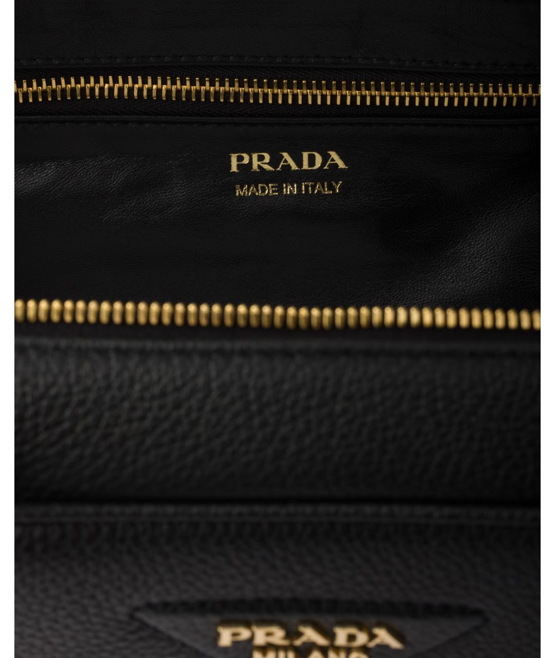 PRADA Черная кожаная сумка с короткими ручками, фото 4