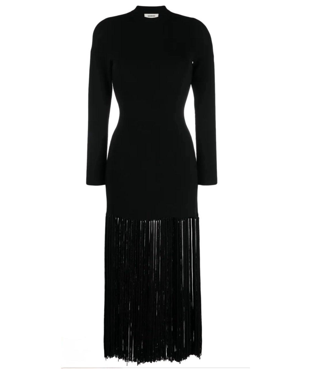 SANDRO Черное вискозное платье, фото 6