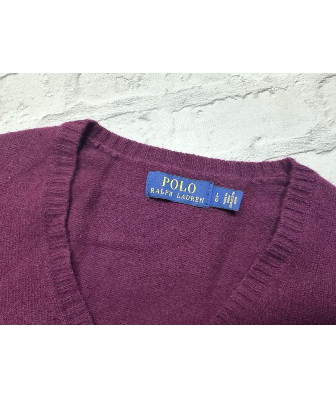 POLO RALPH LAUREN Бордовый шерстяной джемпер / свитер, фото 5