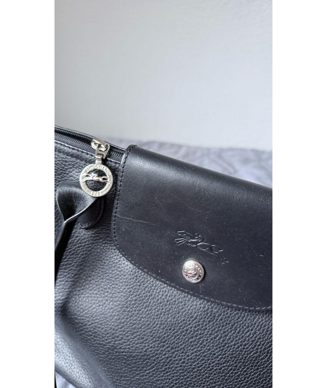 LONGCHAMP Черная кожаная сумка тоут, фото 5