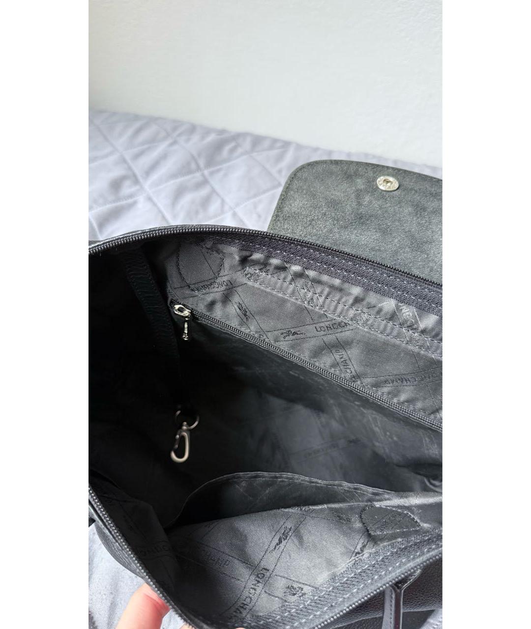 LONGCHAMP Черная кожаная сумка тоут, фото 4