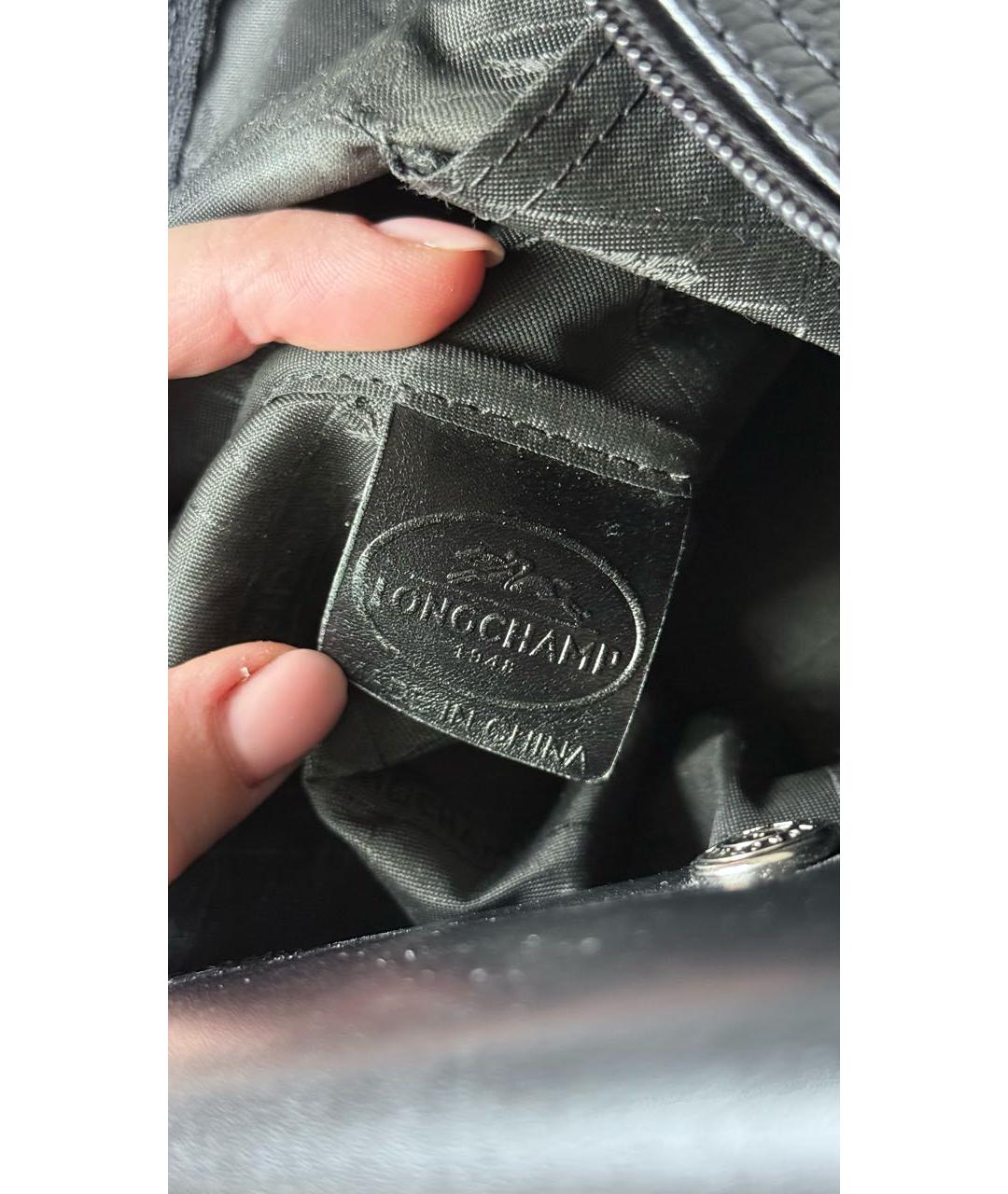 LONGCHAMP Черная кожаная сумка тоут, фото 7