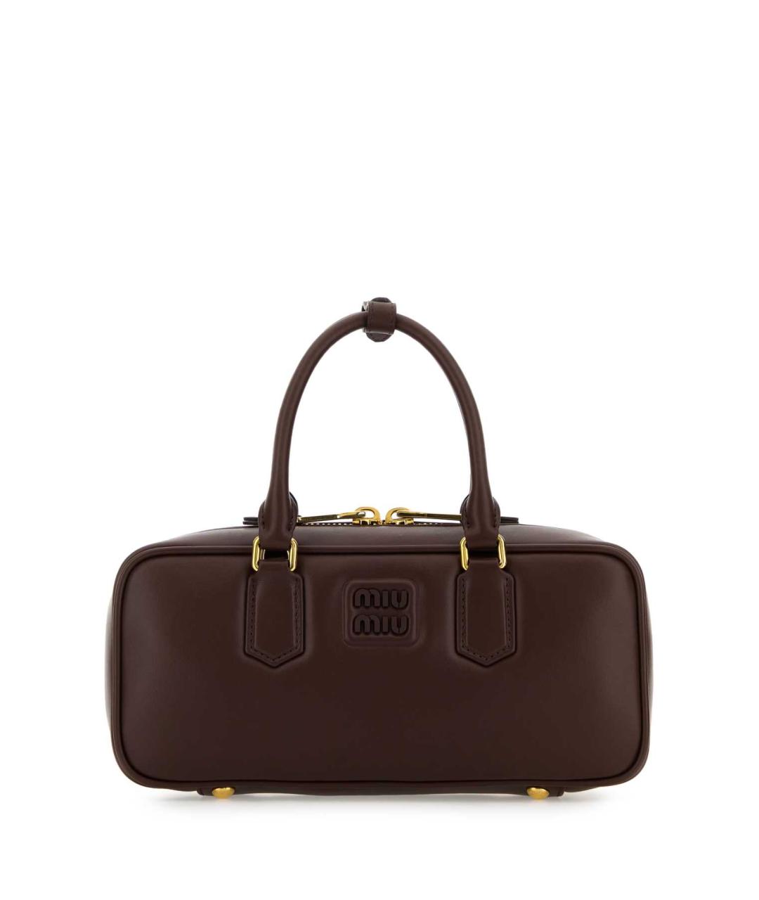 MIU MIU Коричневая кожаная сумка с короткими ручками, фото 1