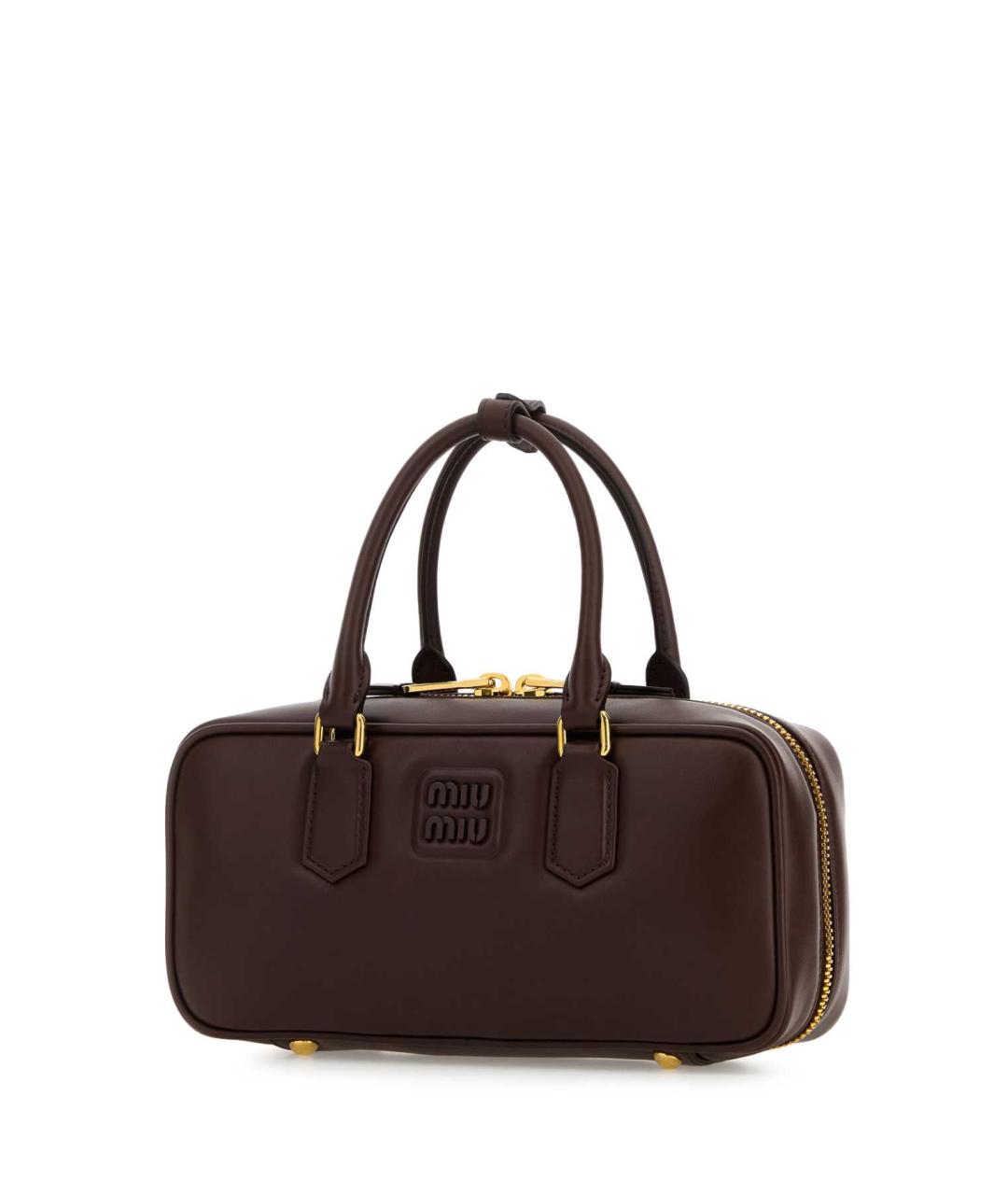 MIU MIU Коричневая кожаная сумка с короткими ручками, фото 2