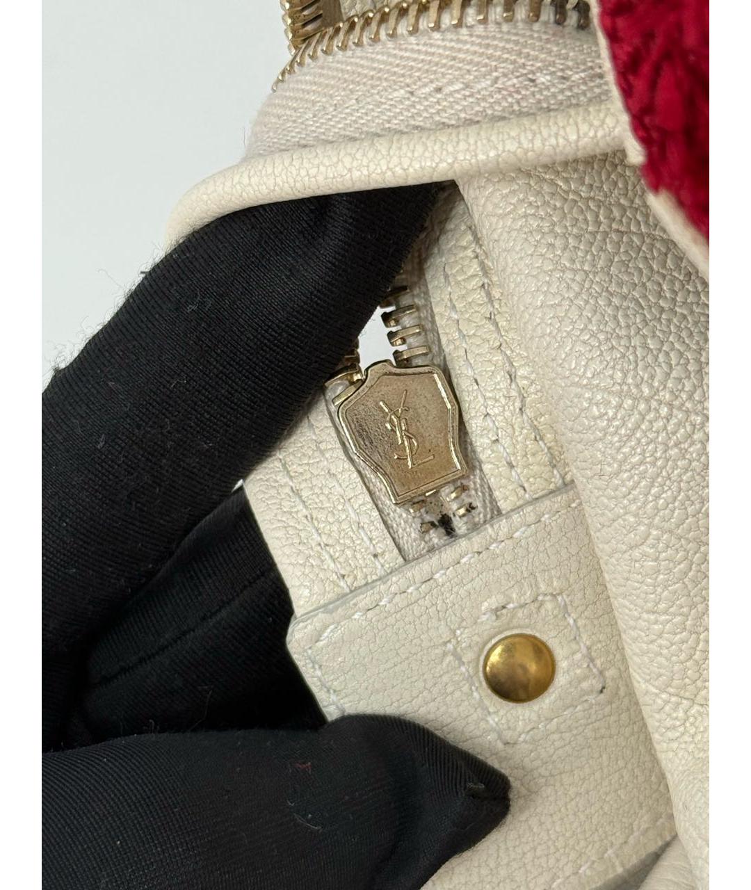 SAINT LAURENT Бордовая кожаная сумка с короткими ручками, фото 8