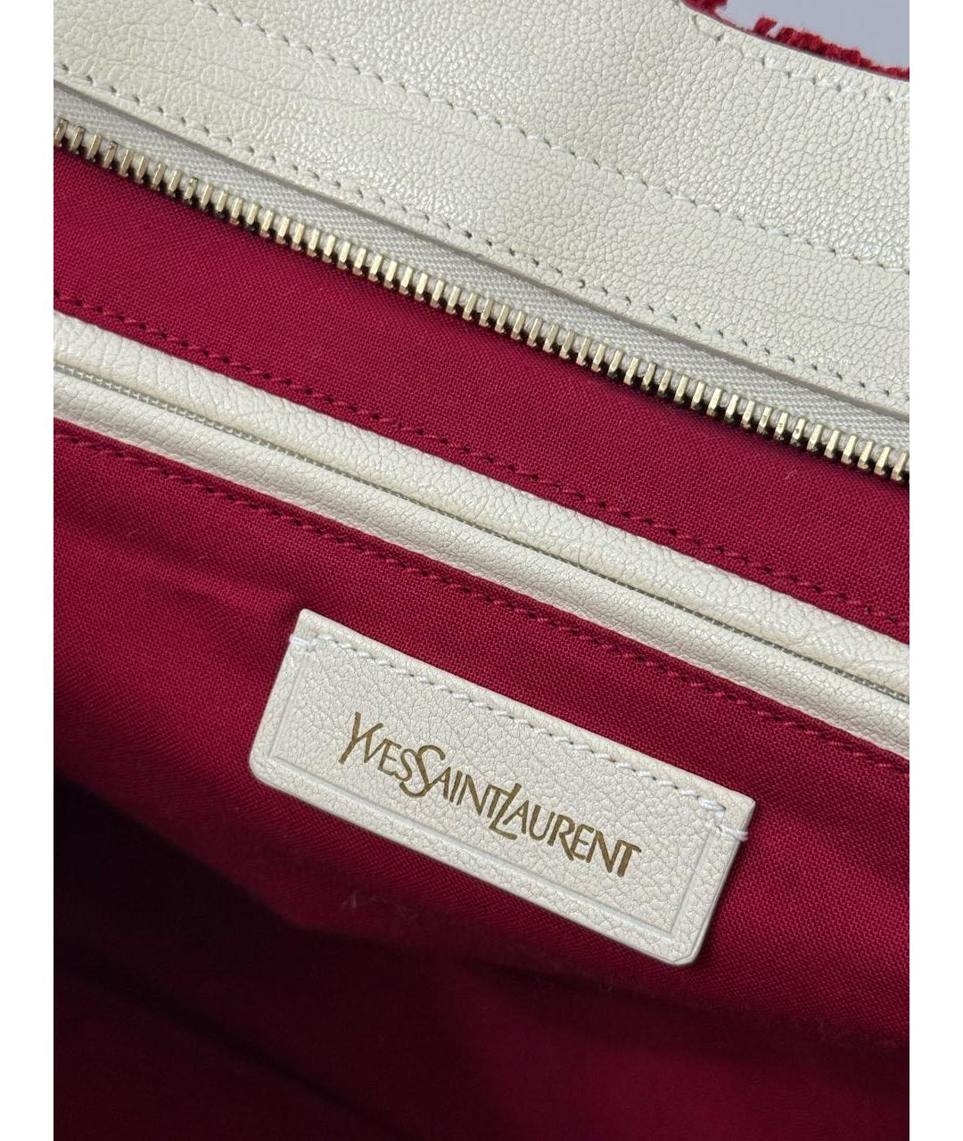 SAINT LAURENT Бордовая кожаная сумка с короткими ручками, фото 5