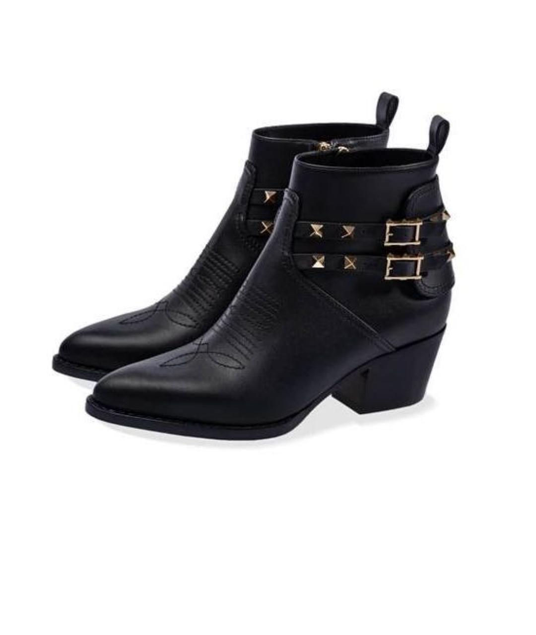 VALENTINO Черные кожаные ботильоны, фото 2