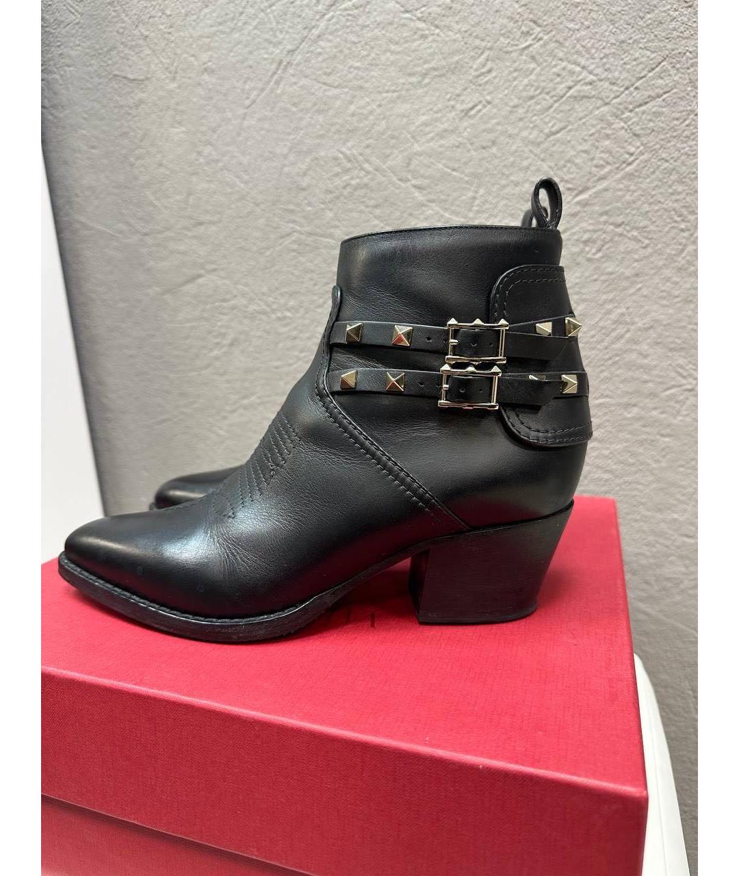 VALENTINO Черные кожаные ботильоны, фото 6