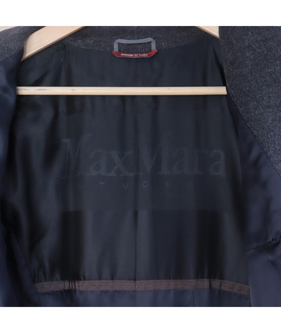 MAX MARA STUDIO Серое шерстяное пальто, фото 4