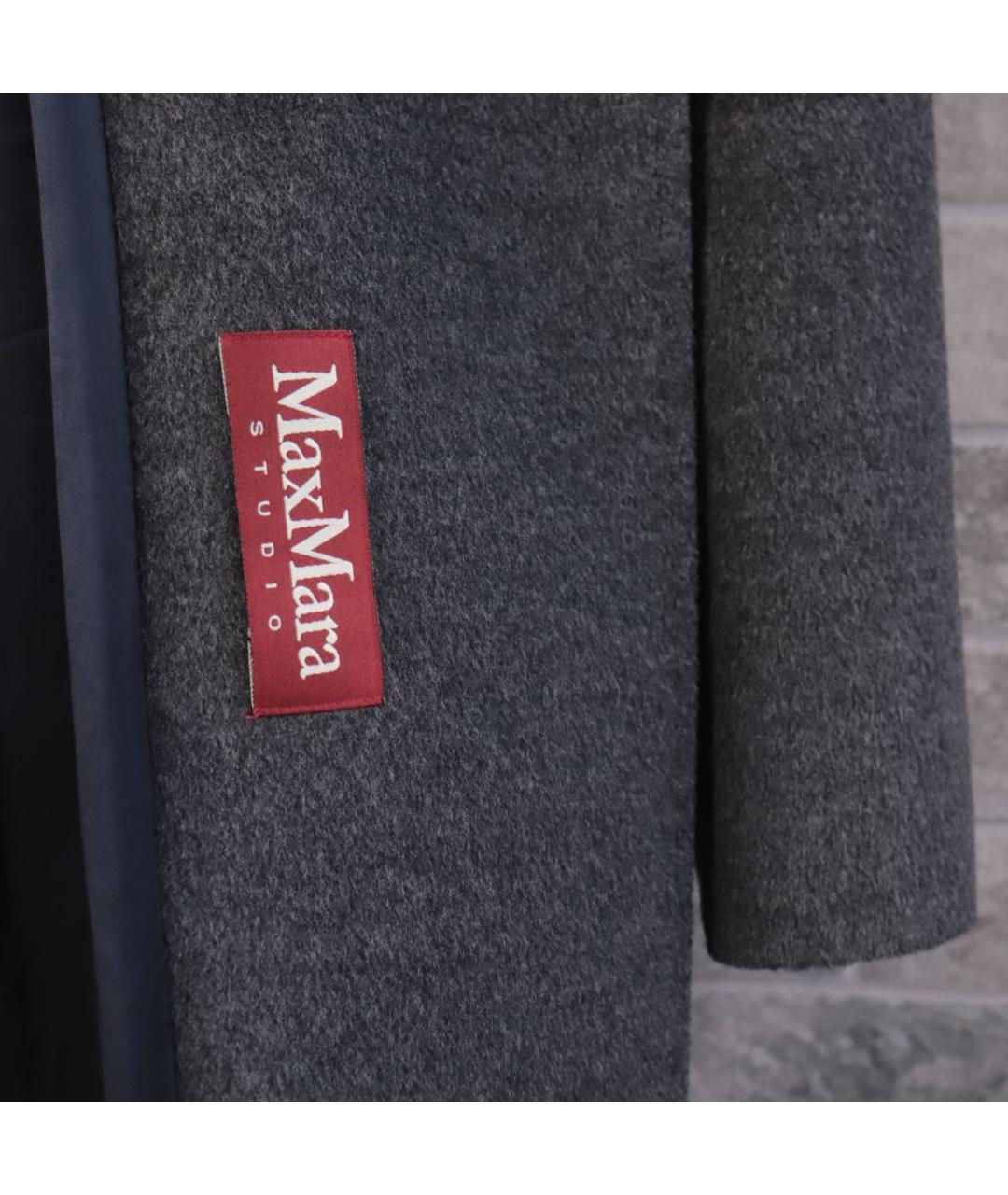 MAX MARA STUDIO Серое шерстяное пальто, фото 3